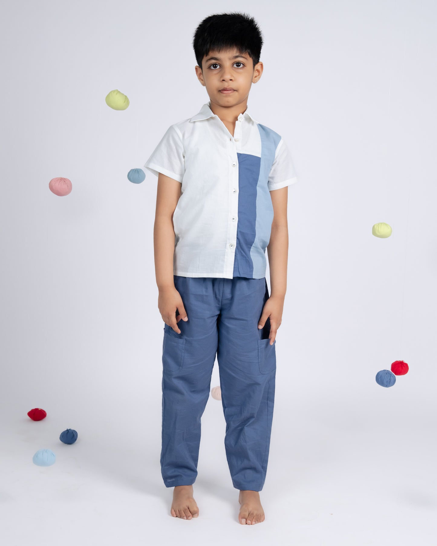 Urban Boy Shirt - White Blue