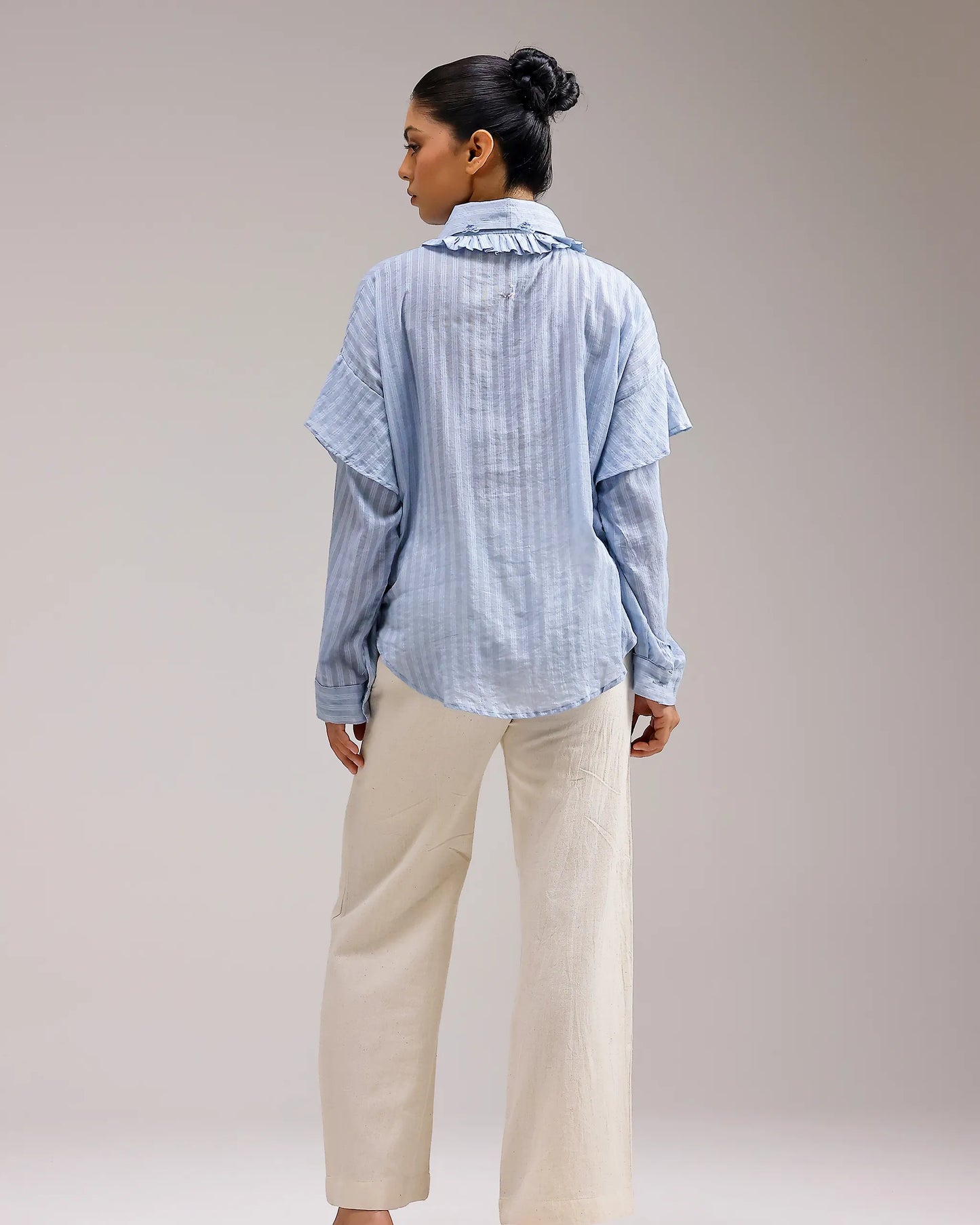 Sheerline Flow Top - Baby Blue Stripes