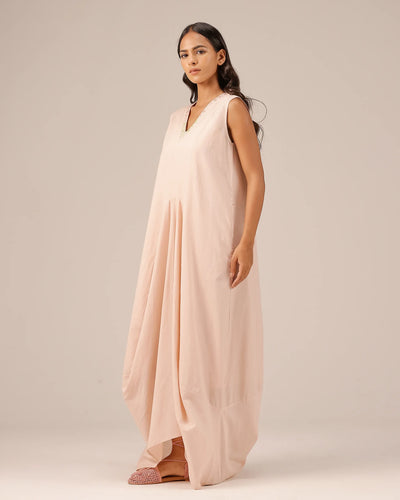 Pink Ocean Dusk Sleeveless Cotton Dress - OurDve