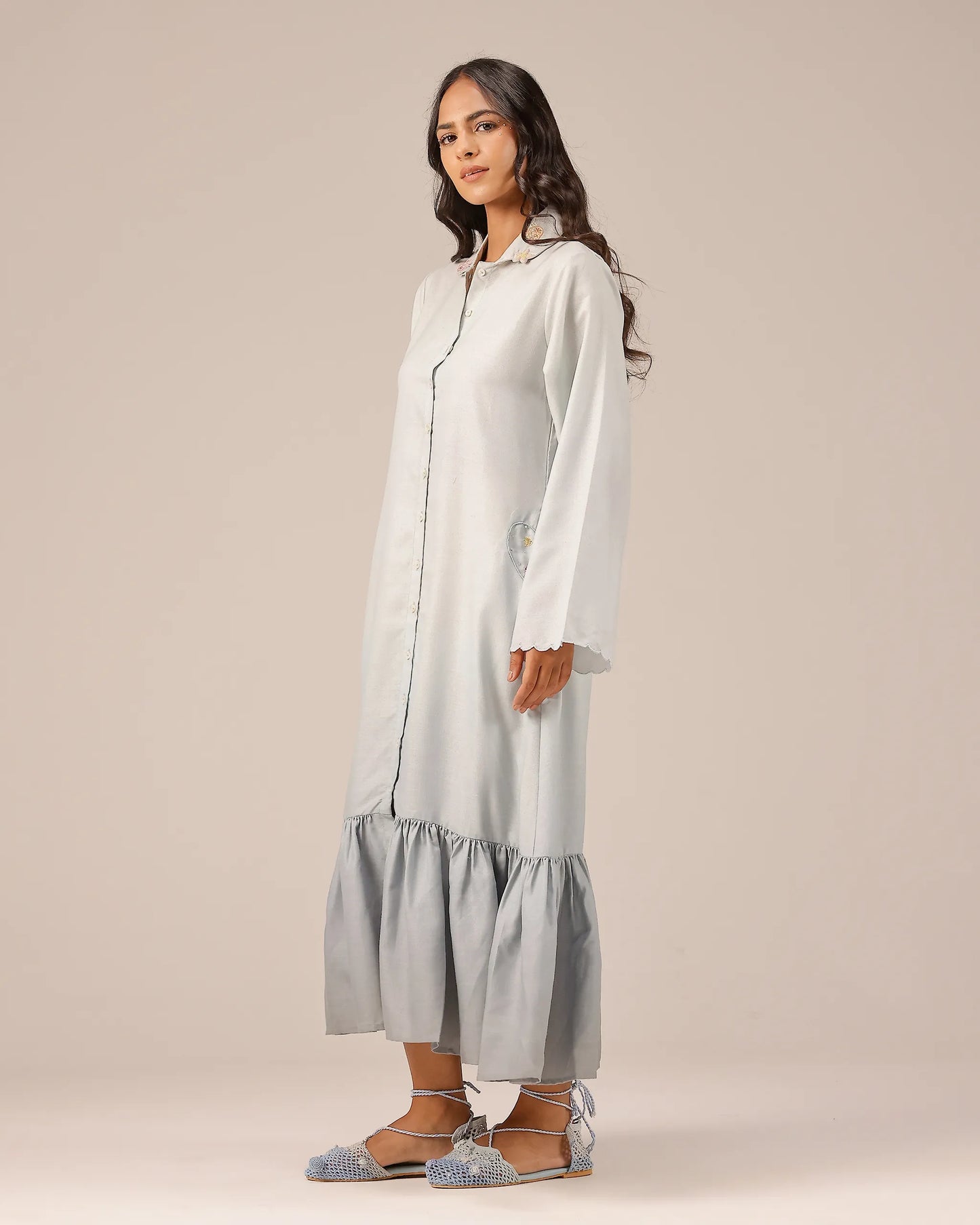 Grey Seafoam Linen Dress - OurDve