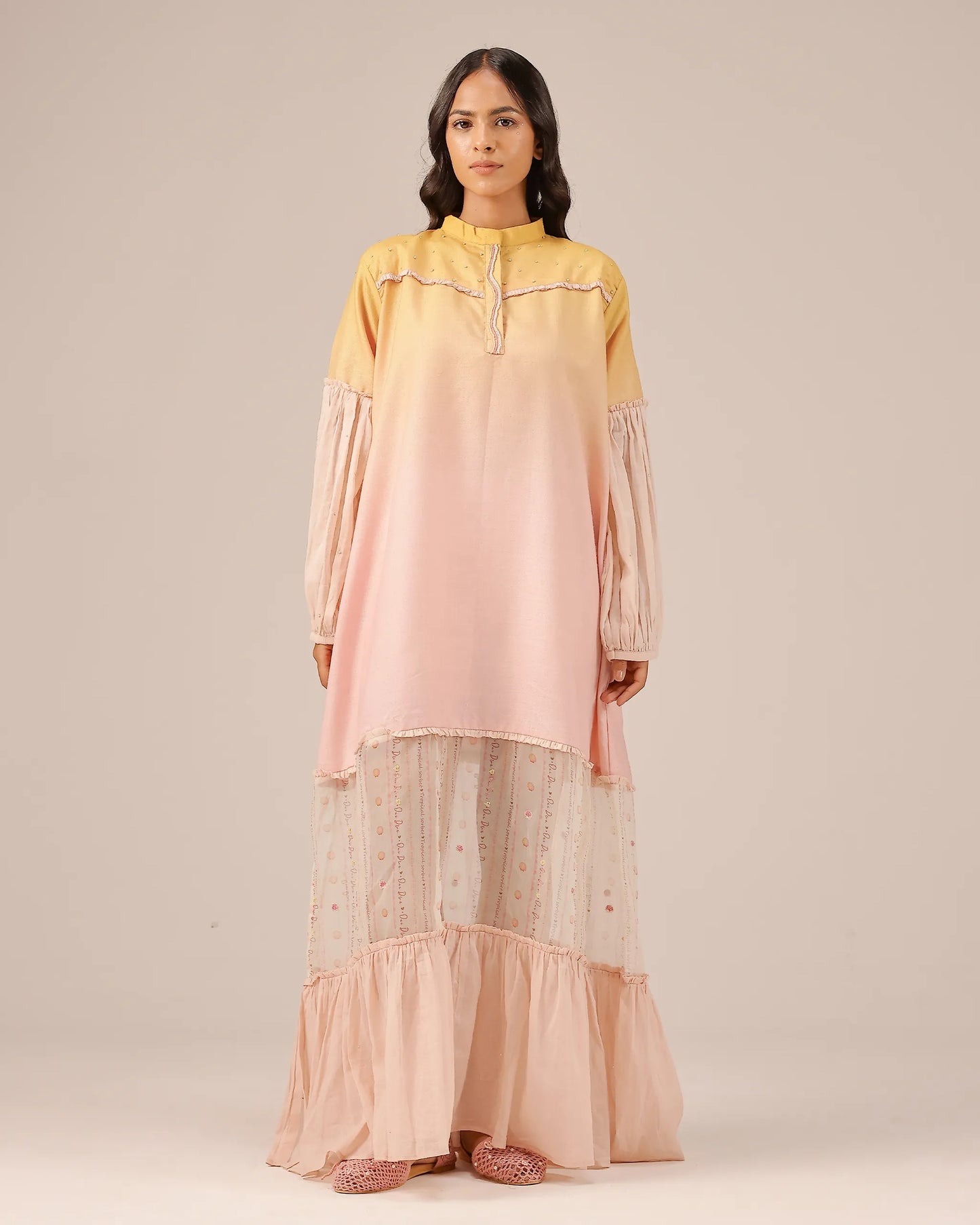 Palm Whisper Linen Dress | Ombré Bohemian Tunic – OurDve