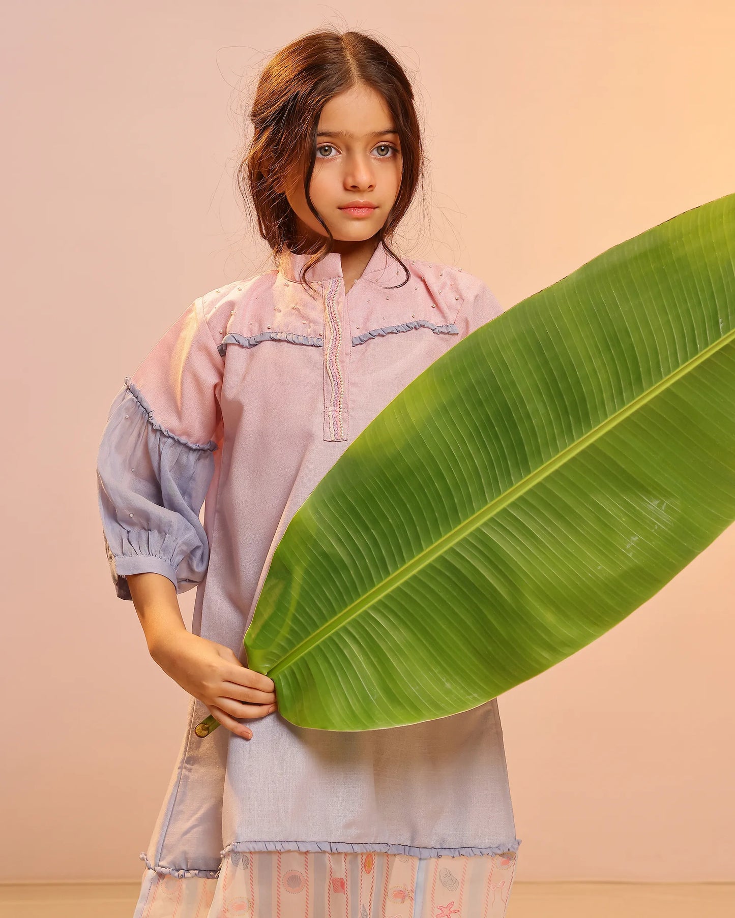 Palm Whisper Dress (Pink To Blue)