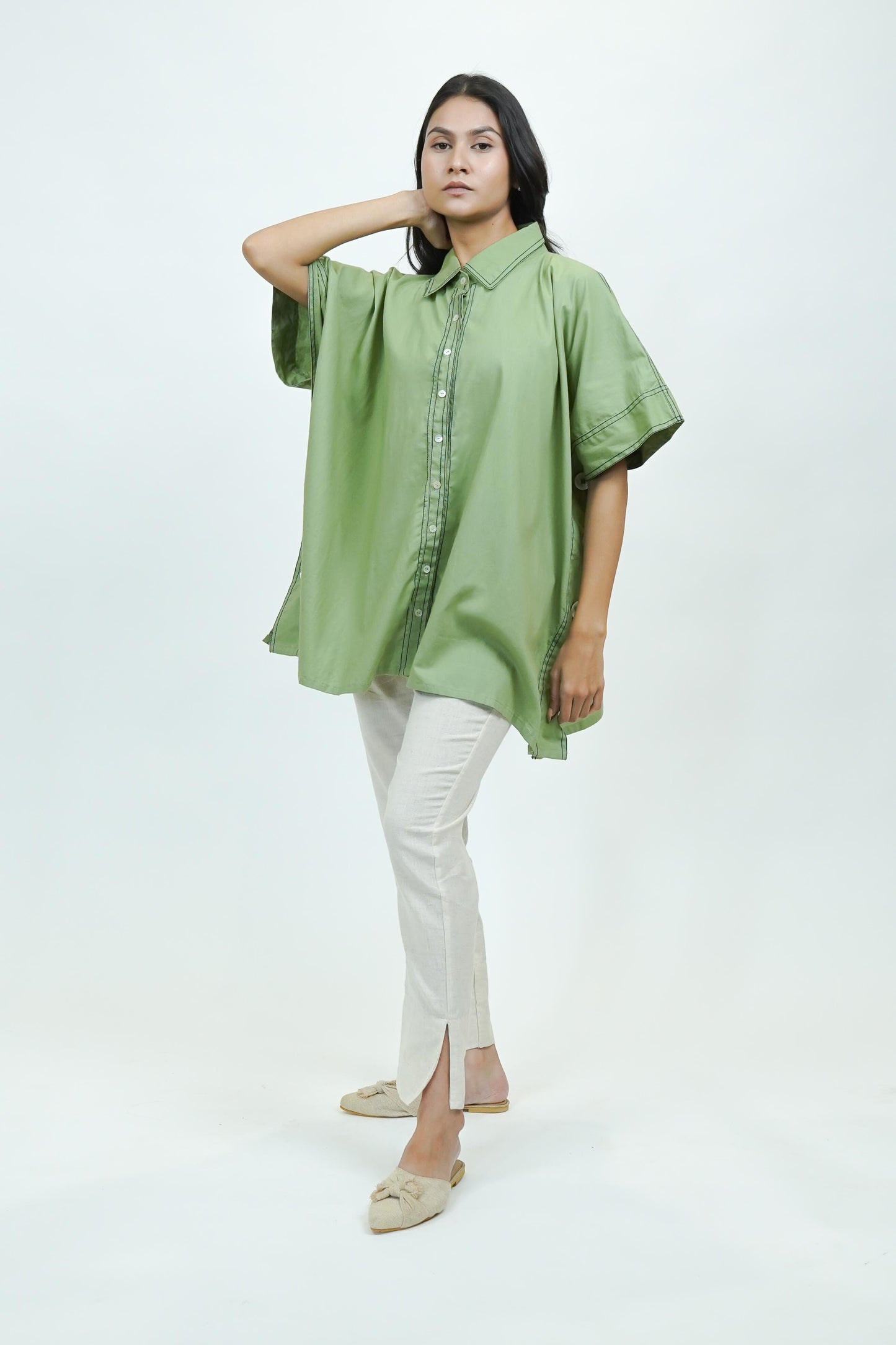 S0017 - Green Cotton Shirt - OurDve