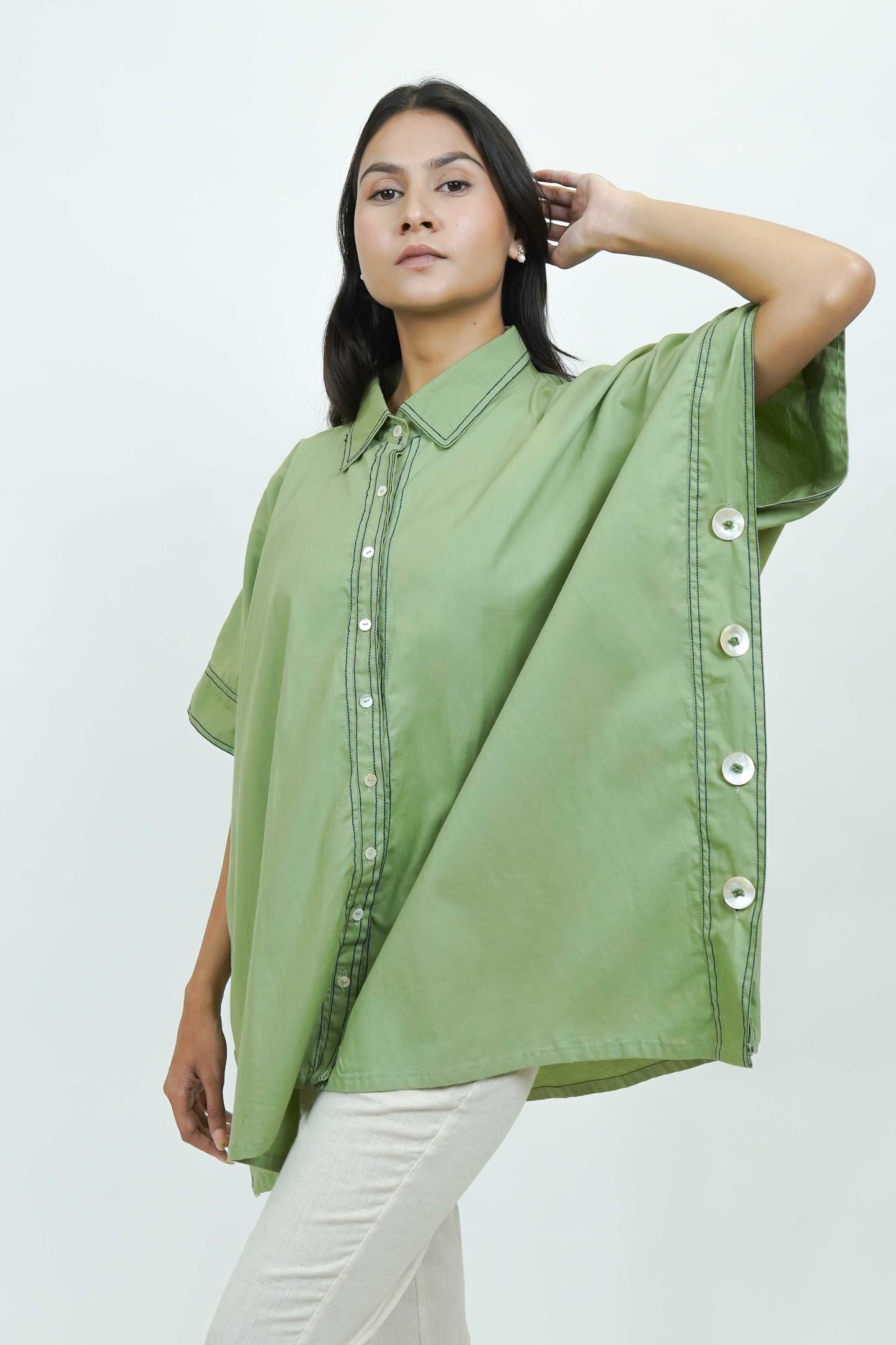 S0017 - Green Cotton Shirt - OurDve