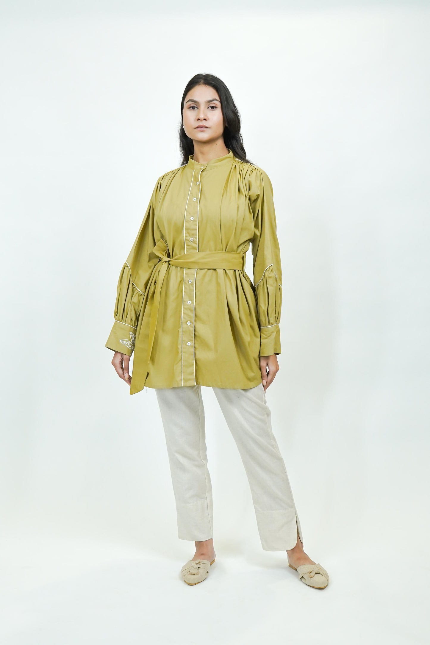 S0021 - Peanut Brown Cotton Shirt - OurDve