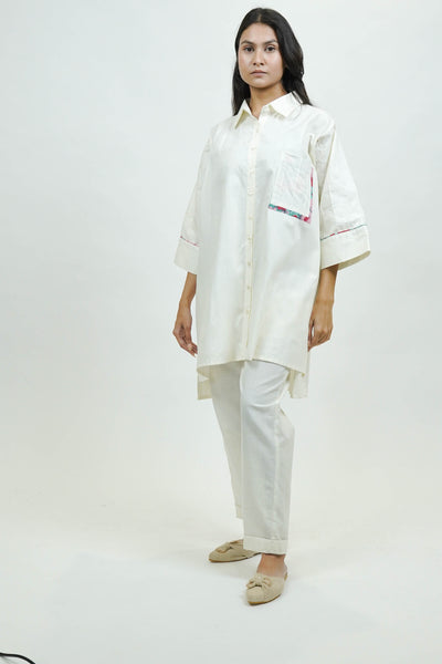 S0028 - Off White Slub Pants - OurDve