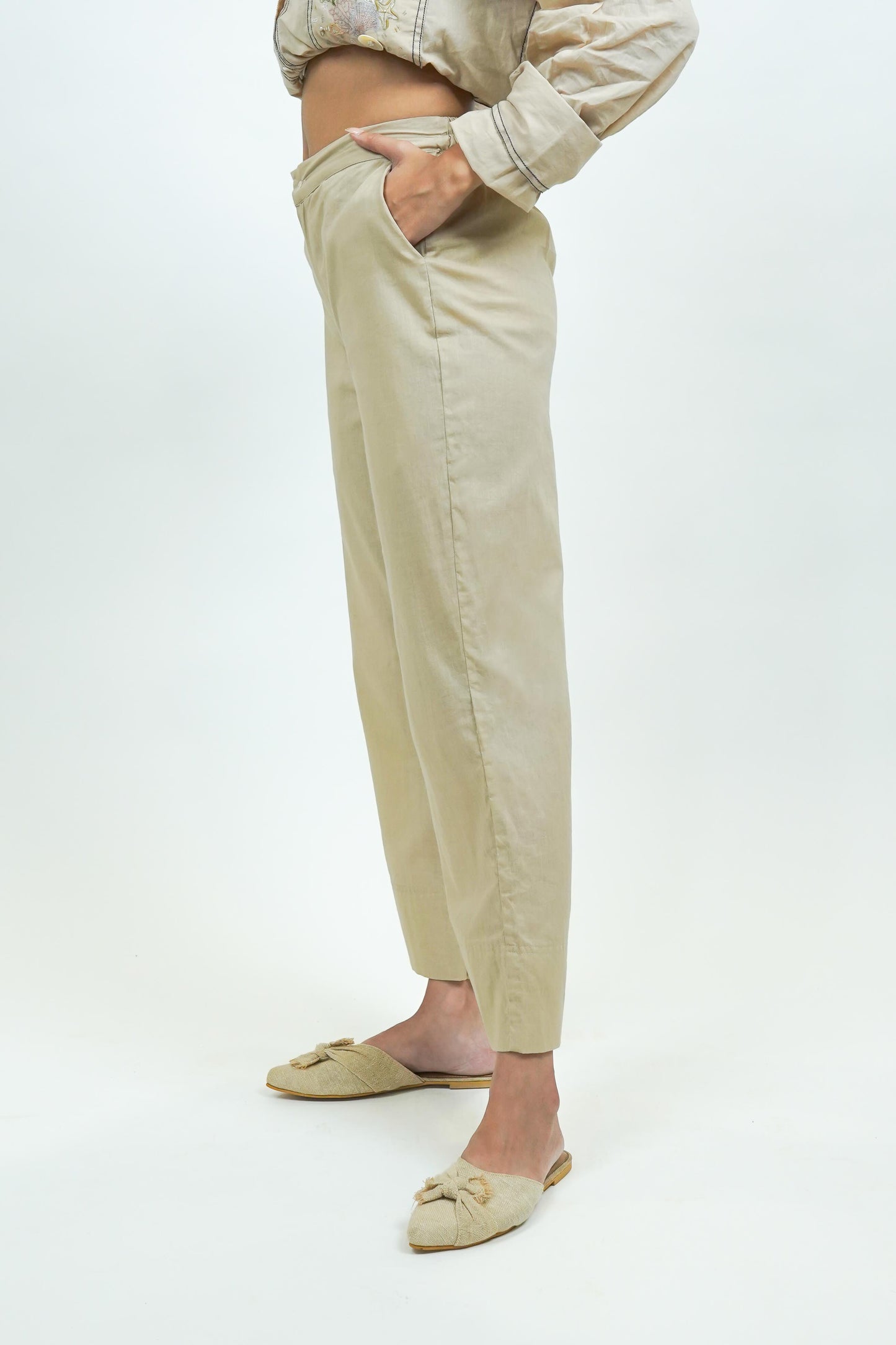 S0026 - Ivory Cotton Pants - OurDve