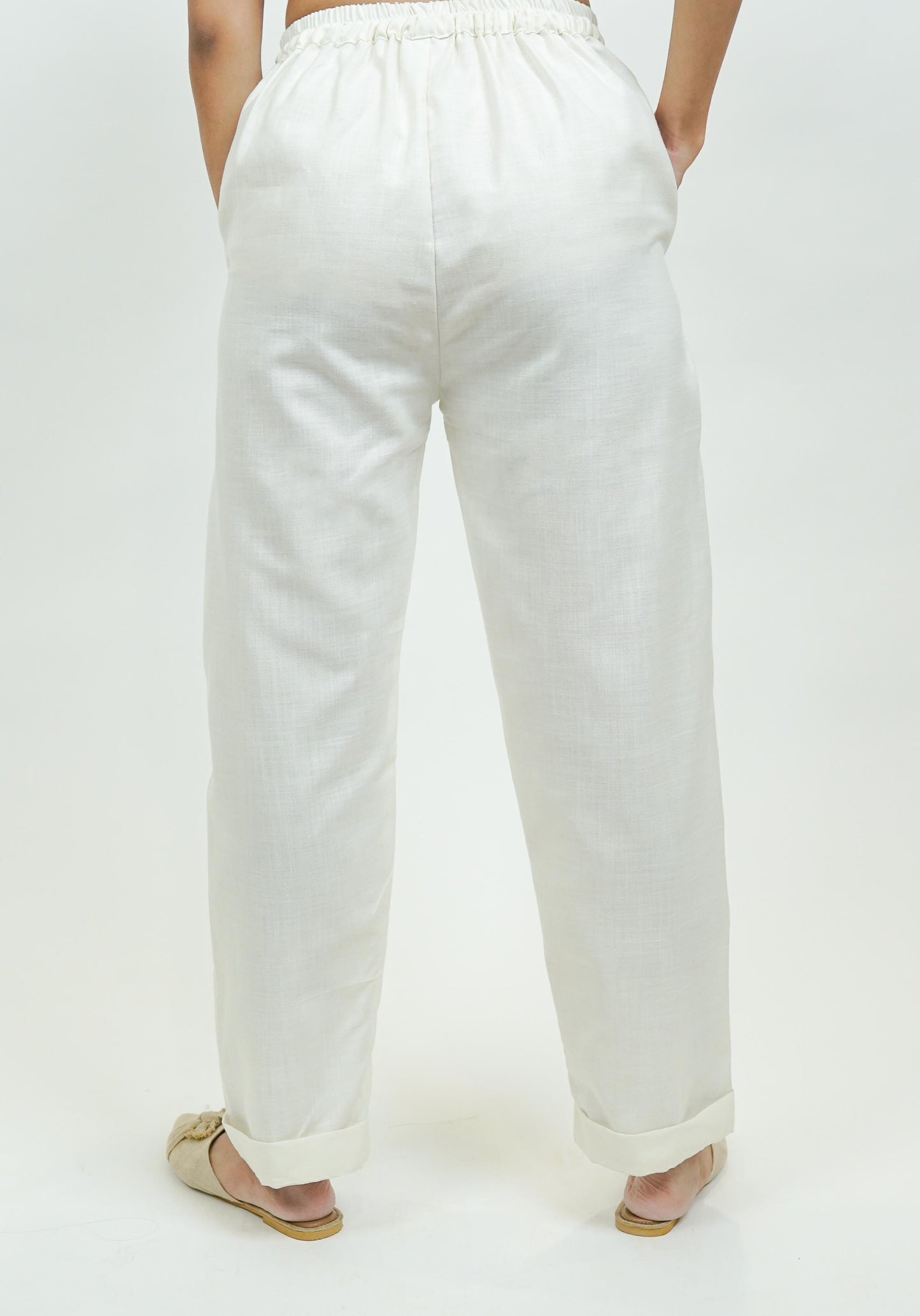 S0028 - Off White Slub Pants - OurDve