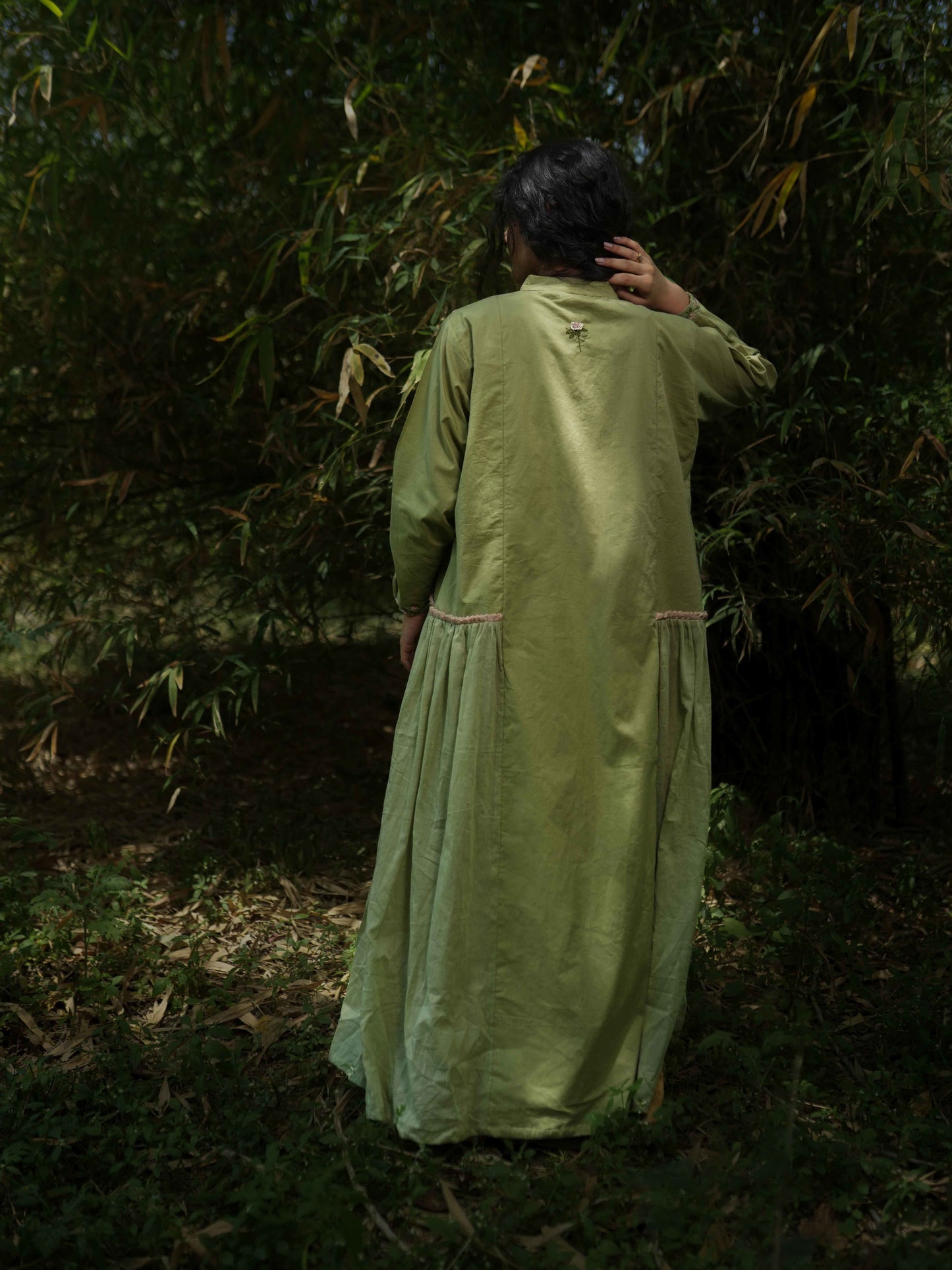 Rabia Set - Dress and Jacket - Green and Pink Cotton - OurDve