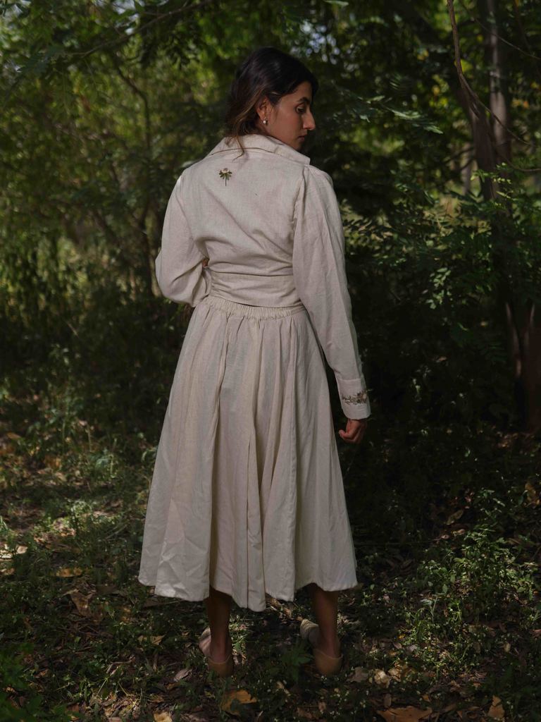 Neo Set - Top and Skirt Grey Handwoven - OurDve