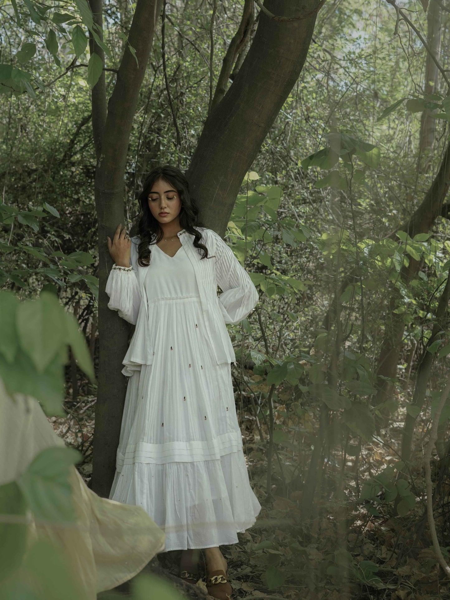 Serphina Set - Dress and Jacket - White Cotton - OurDve