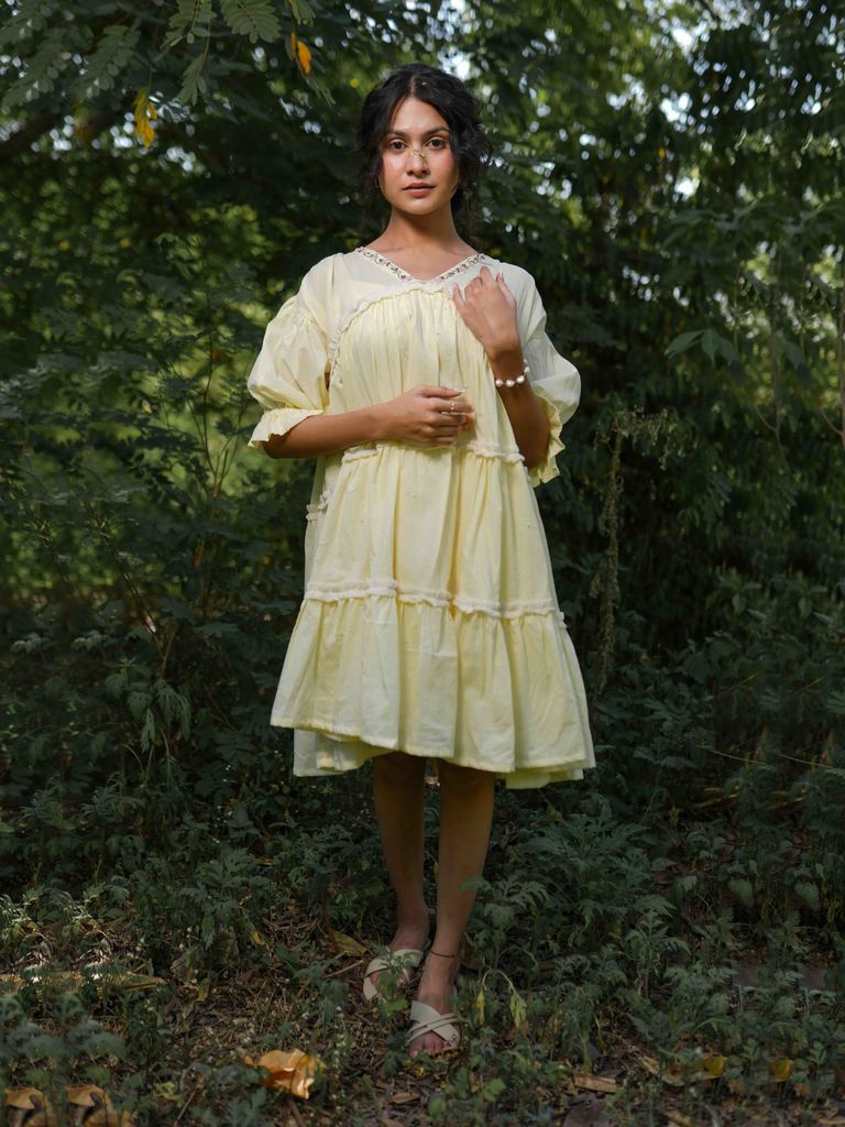 Loreto Dress - Yellow Cotton - OurDve