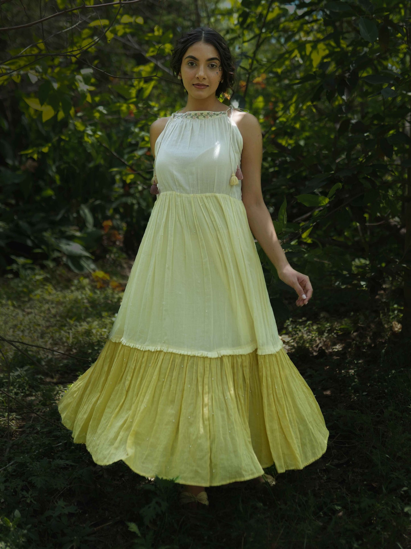 Rabia Set - Dress and Jacket - Yellow Cotton - OurDve