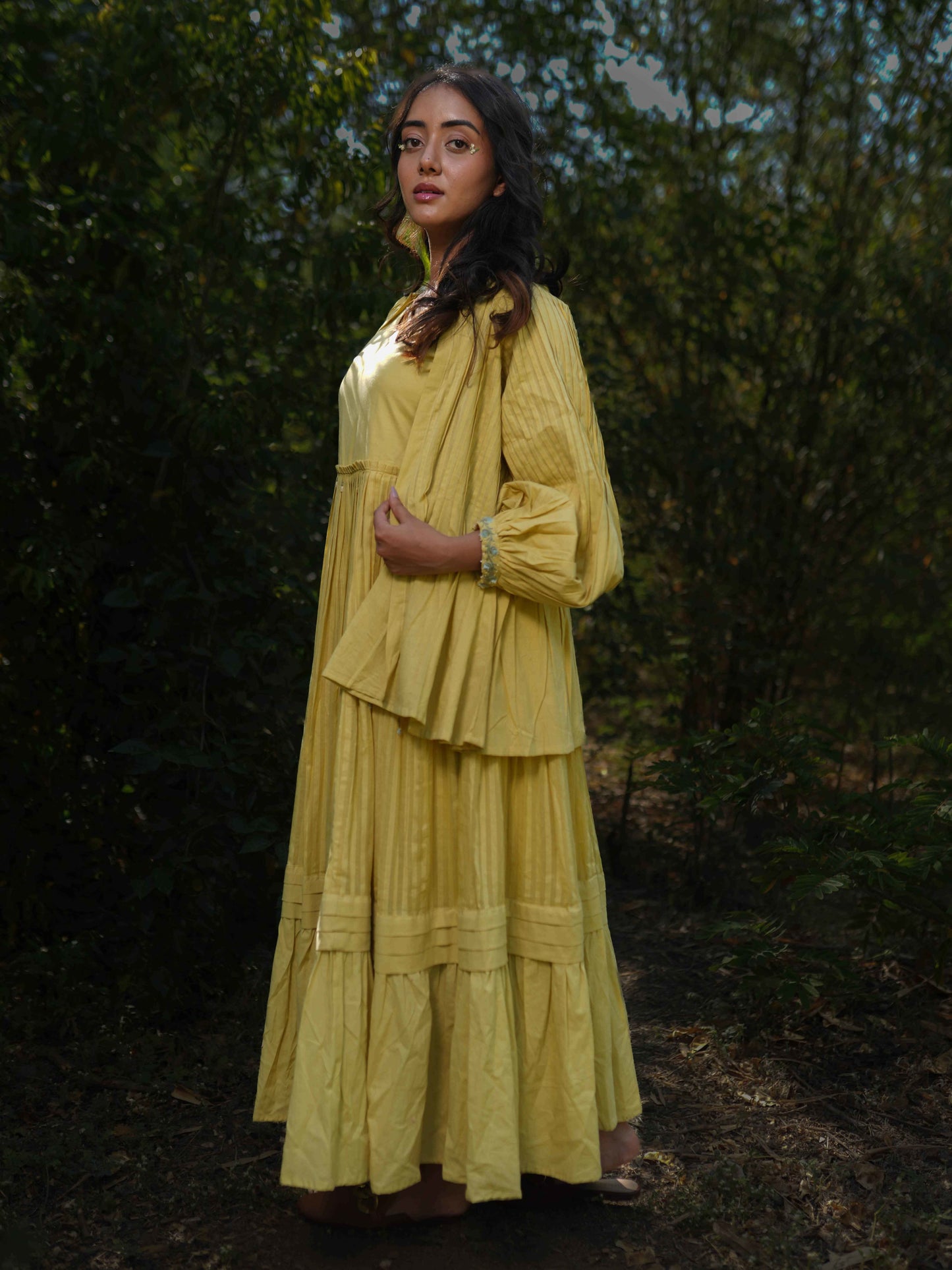 Serphina Set - Dress and Jacket - Yellow Yorker Cotton - OurDve