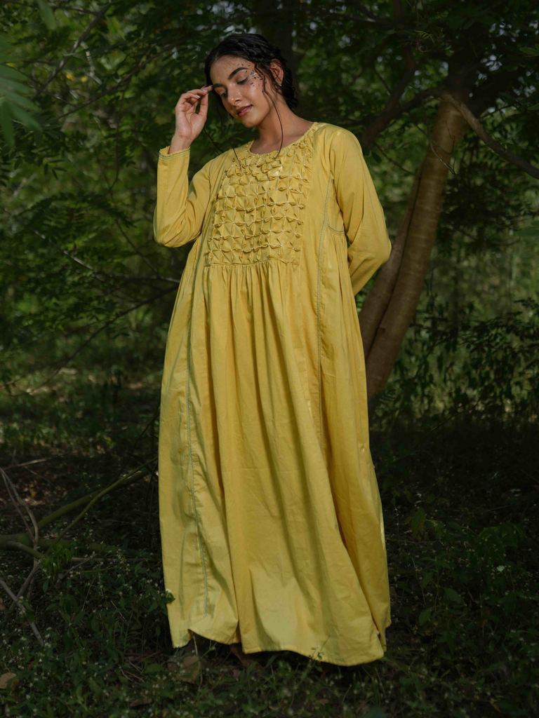 Jeremiah Dress - Yellow Yorker Cotton - OurDve