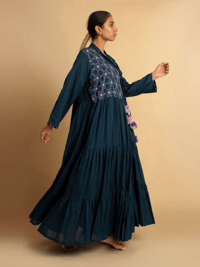 Blue Harid Handwoven Long Dress - OurDve