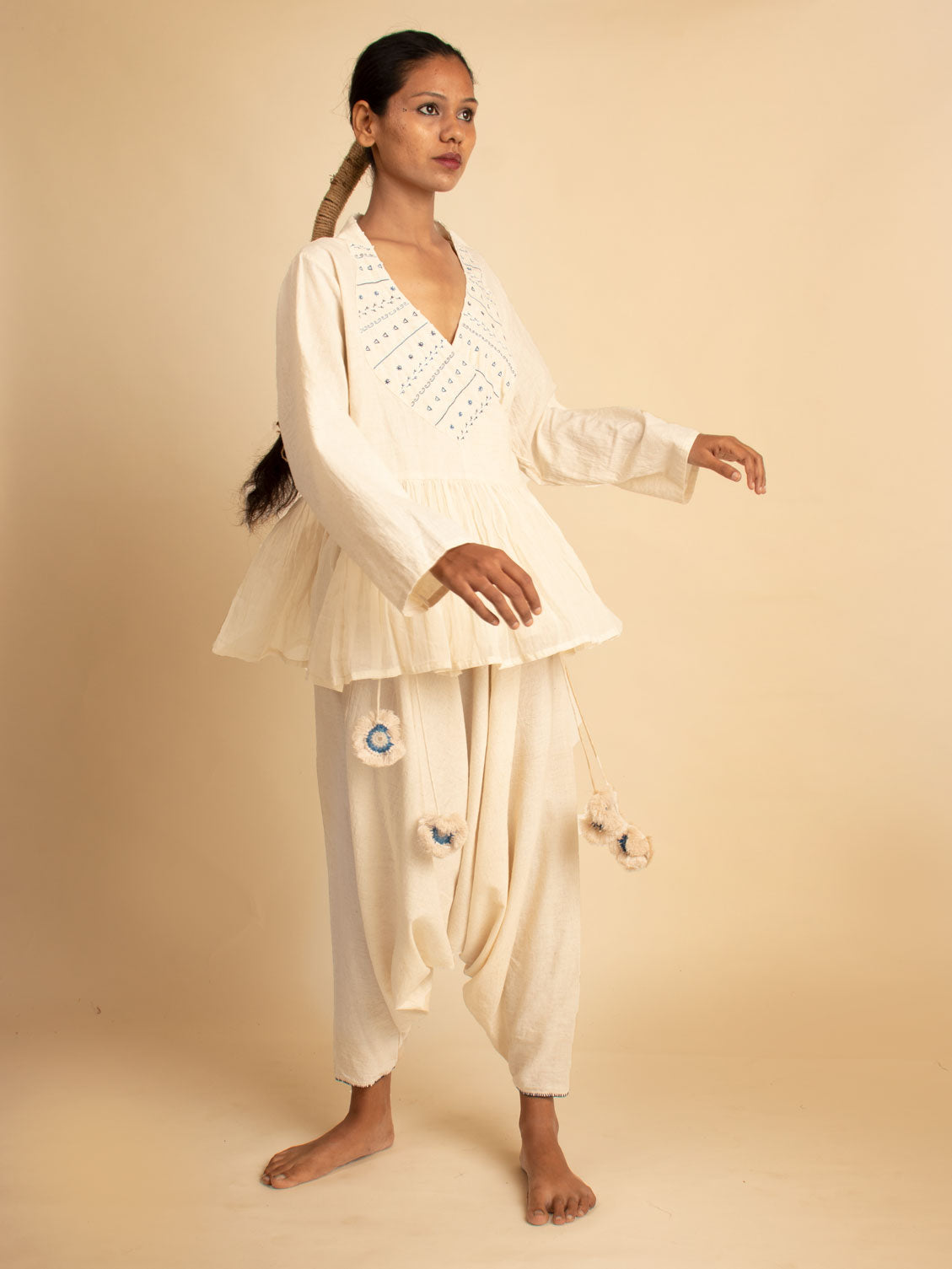 Tiba Pants - Beige Handwoven - OurDve