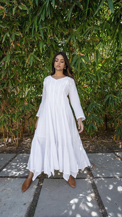 White Mocking Bird Cotton Maxi Dress - OurDve