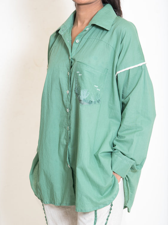 Clam Set (Top + Pants) Mul Cotton Apple Green - OurDve