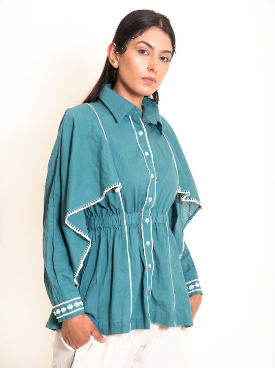 Cuttle Set (Top + Pants) Mul Cotton Turquoise Green - OurDve