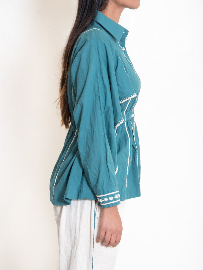 Cuttle Set (Top + Pants) Mul Cotton Turquoise Green - OurDve