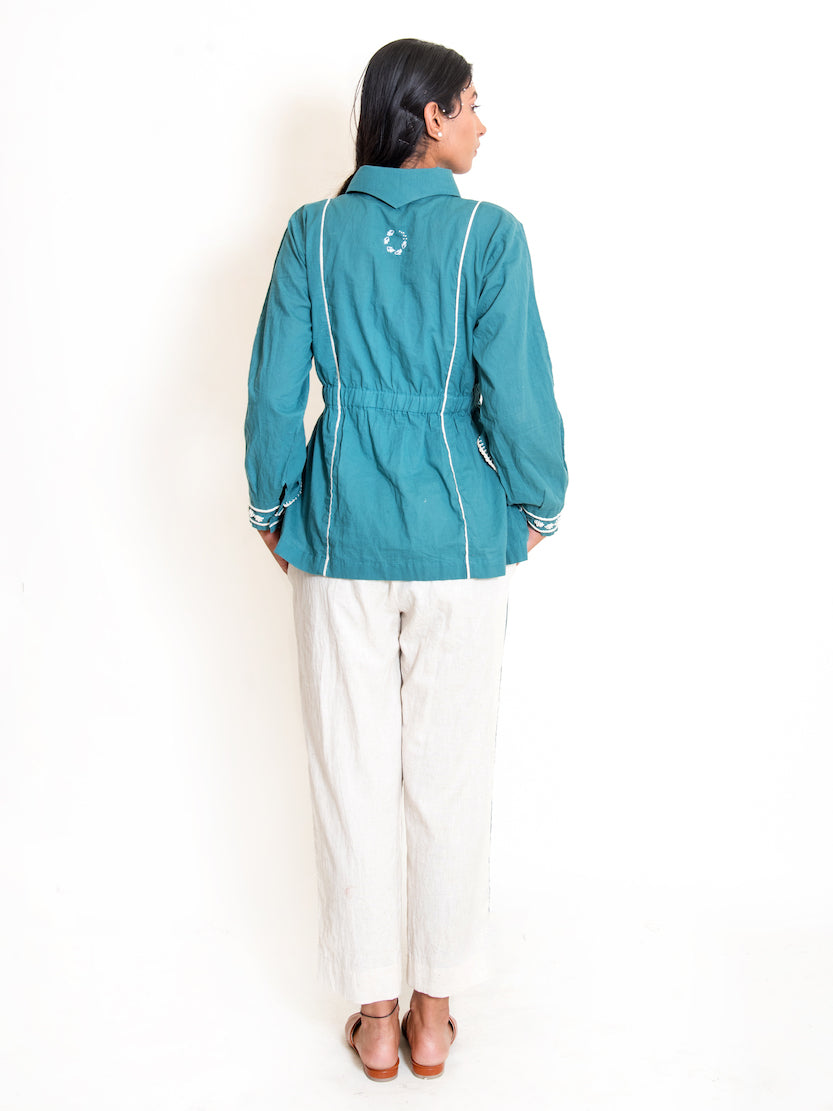 Cuttle Set (Top + Pants) Mul Cotton Turquoise Green - OurDve