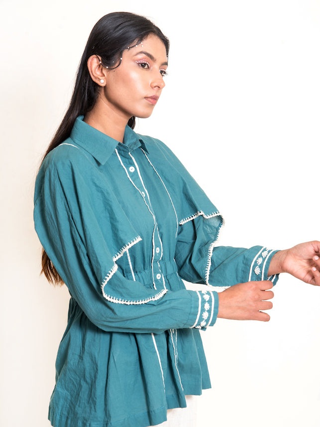 Cuttle Set (Top + Pants) Mul Cotton Turquoise Green - OurDve