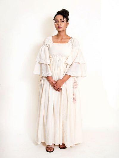 Dolph Dress Handwoven - Beige - OurDve