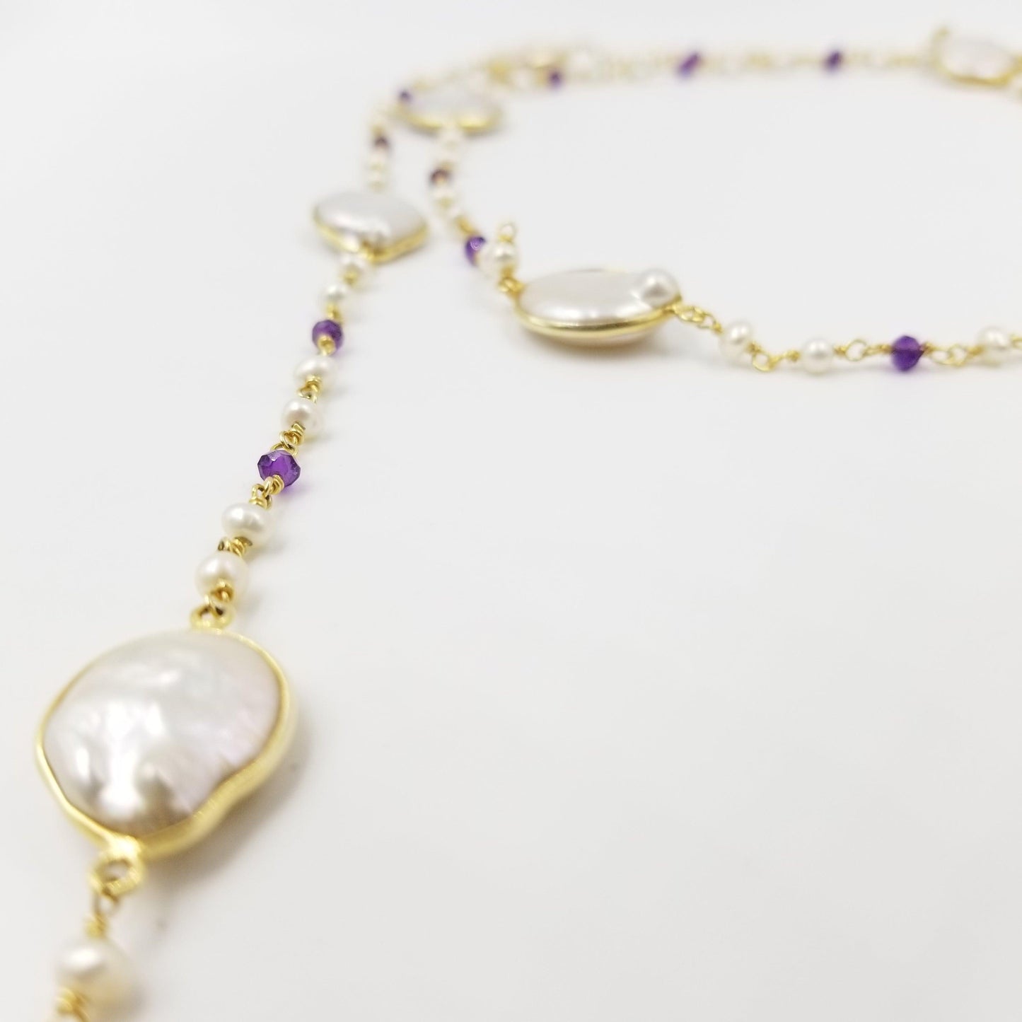 Oval Pearl Amethyst Necklace - OurDve