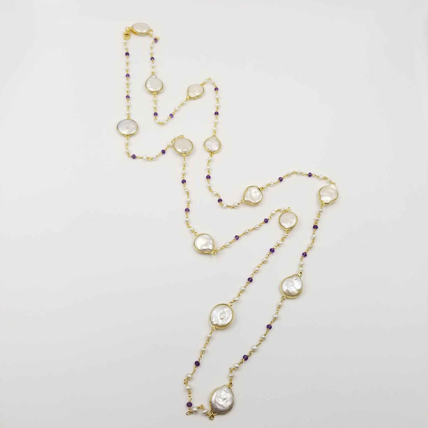 Oval Pearl Amethyst Necklace - OurDve