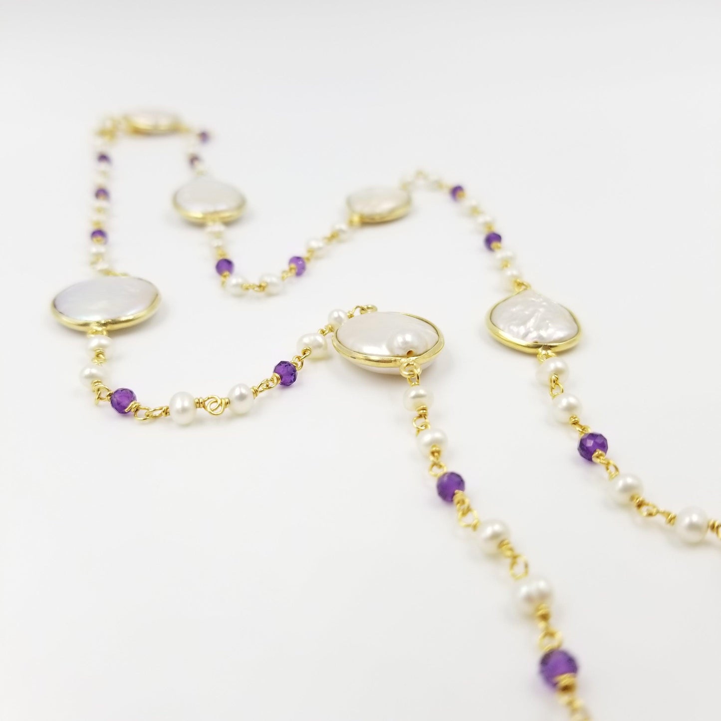 Oval Pearl Amethyst Necklace - OurDve