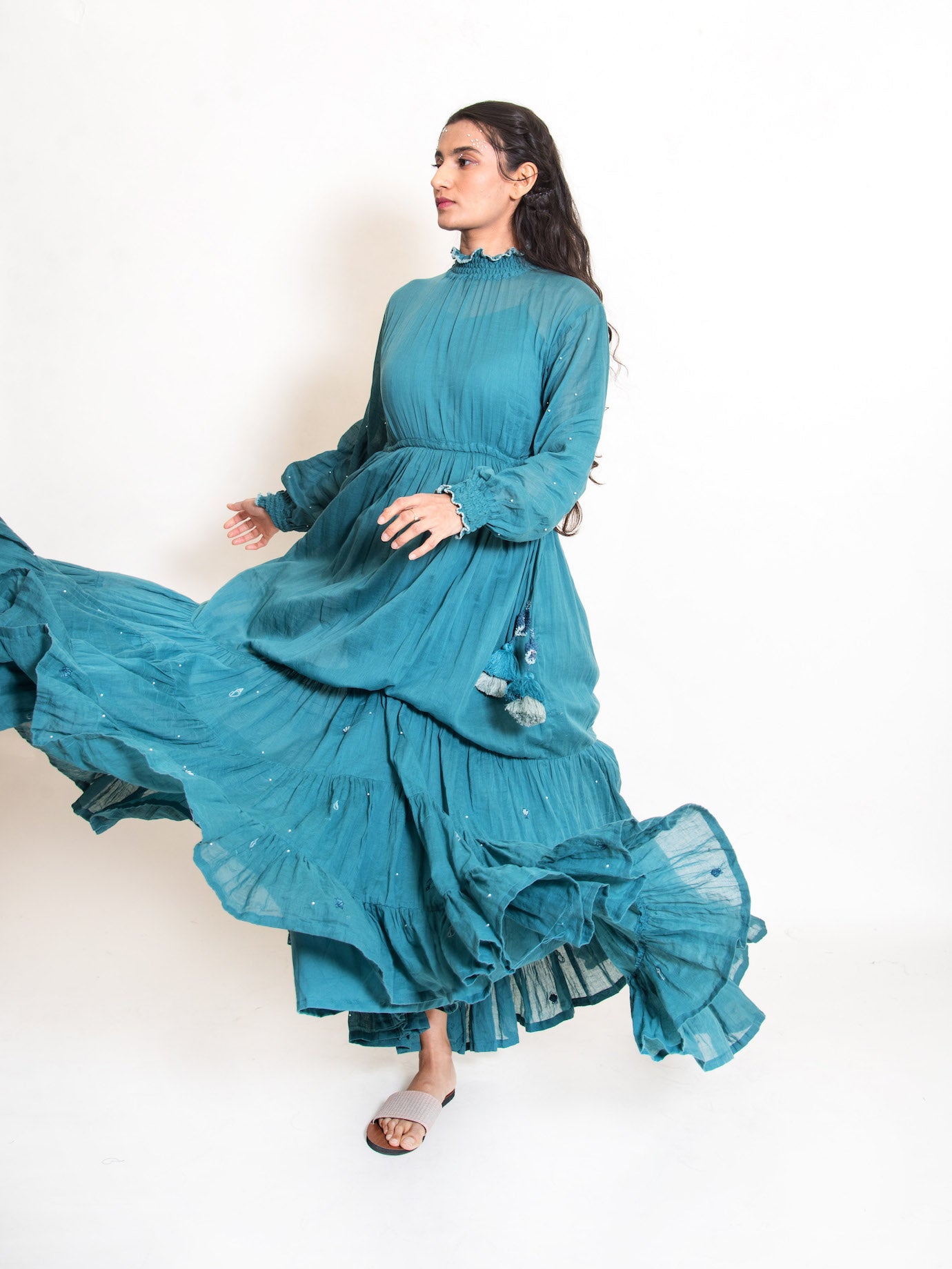 Oys Dress Mul Cotton - Turquoise Green - OurDve