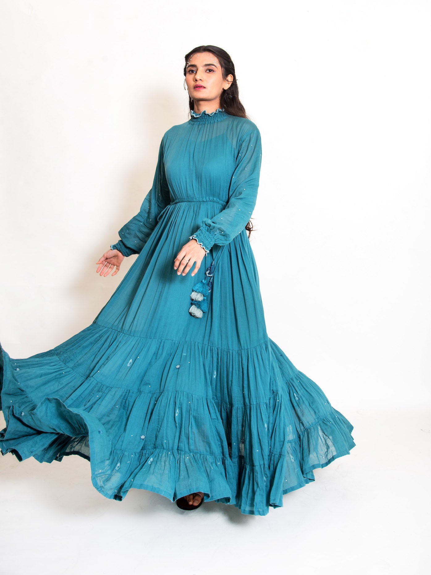 Oys Dress Mul Cotton - Turquoise Green - OurDve