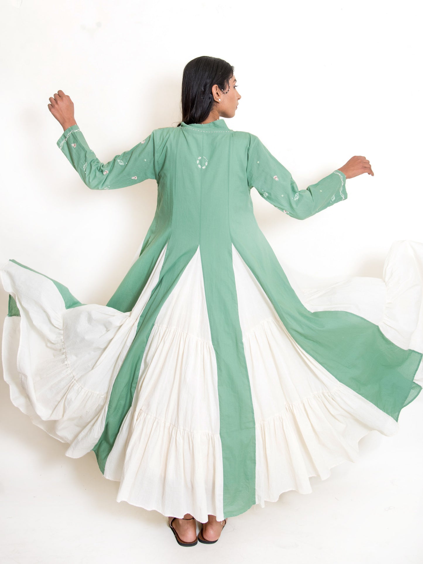 Pelican Set (Dress+Jacket) Mul Cotton - Apple Green - OurDve