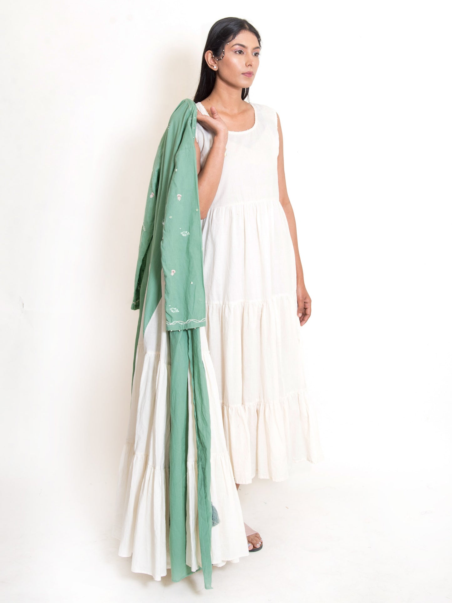 Pelican Set (Dress+Jacket) Mul Cotton - Apple Green - OurDve