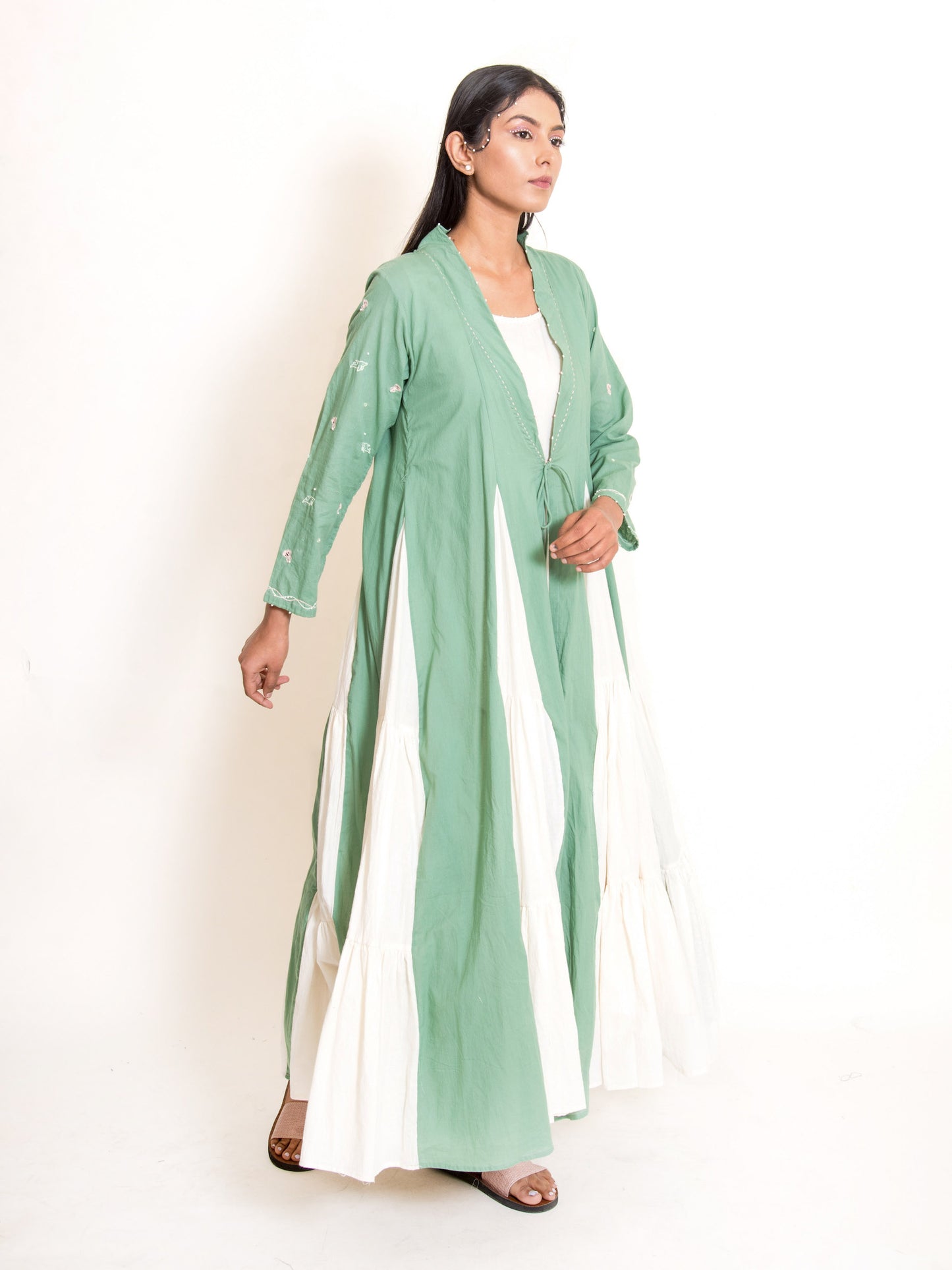 Pelican Set (Dress+Jacket) Mul Cotton - Apple Green - OurDve