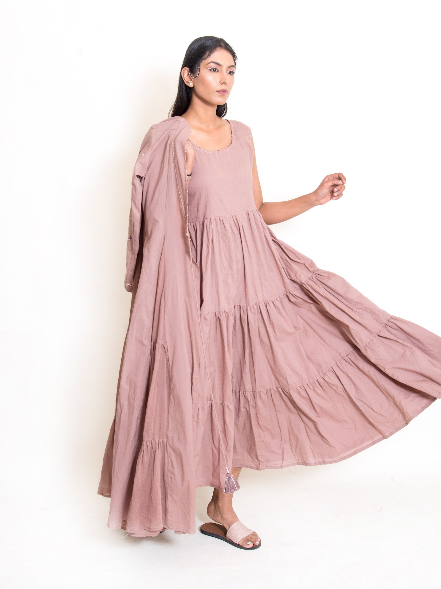 Pelican Set (Dress+Jacket) Mul Cotton - Ash Pink - OurDve