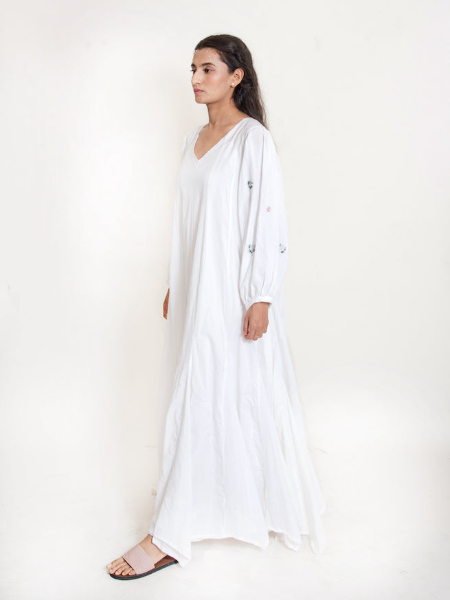 Seeho Dress Mul Cotton - White - OurDve