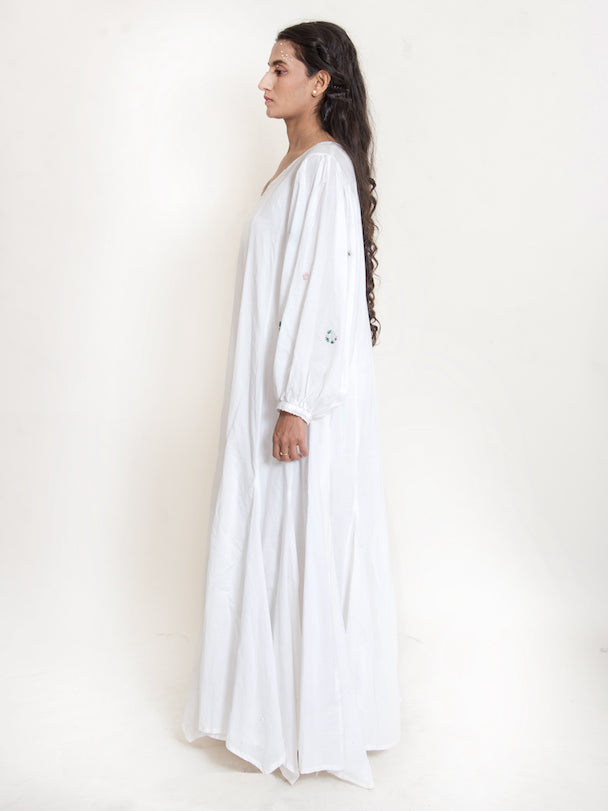 Seeho Dress Mul Cotton - White - OurDve
