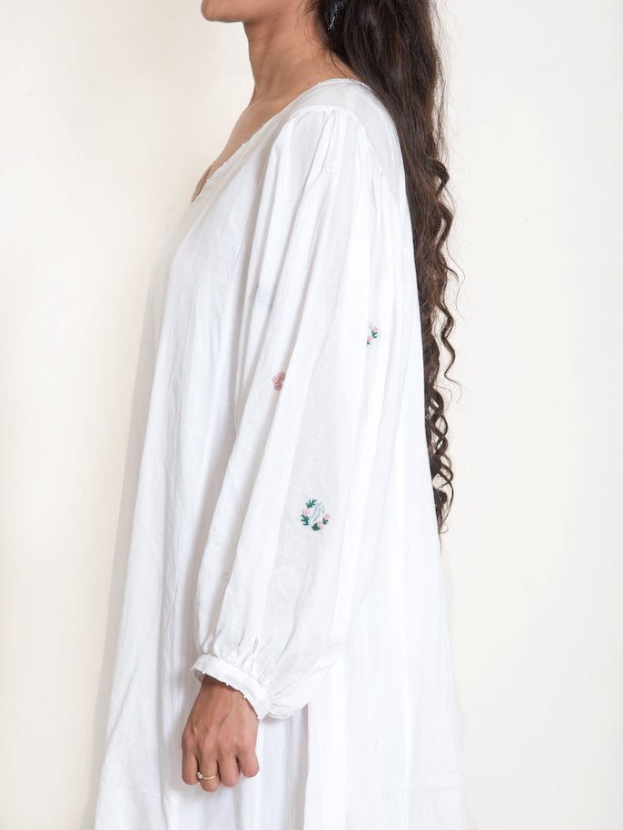Seeho Dress Mul Cotton - White - OurDve