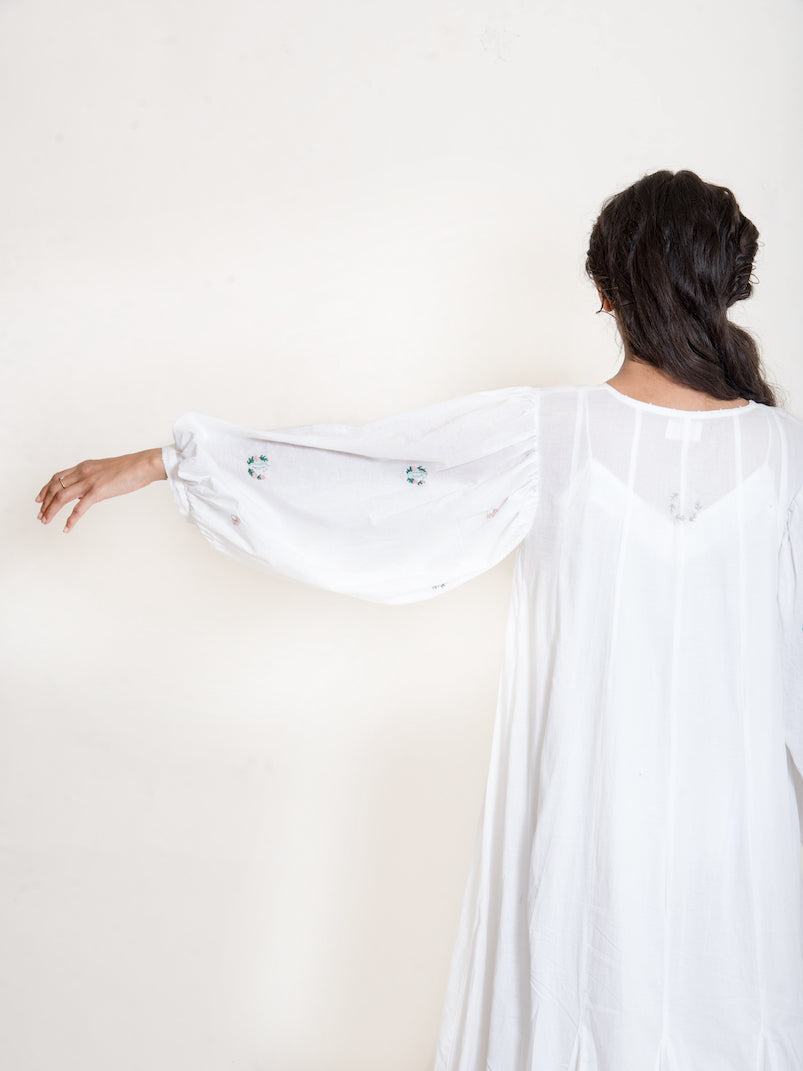 Seeho Dress Mul Cotton - White - OurDve