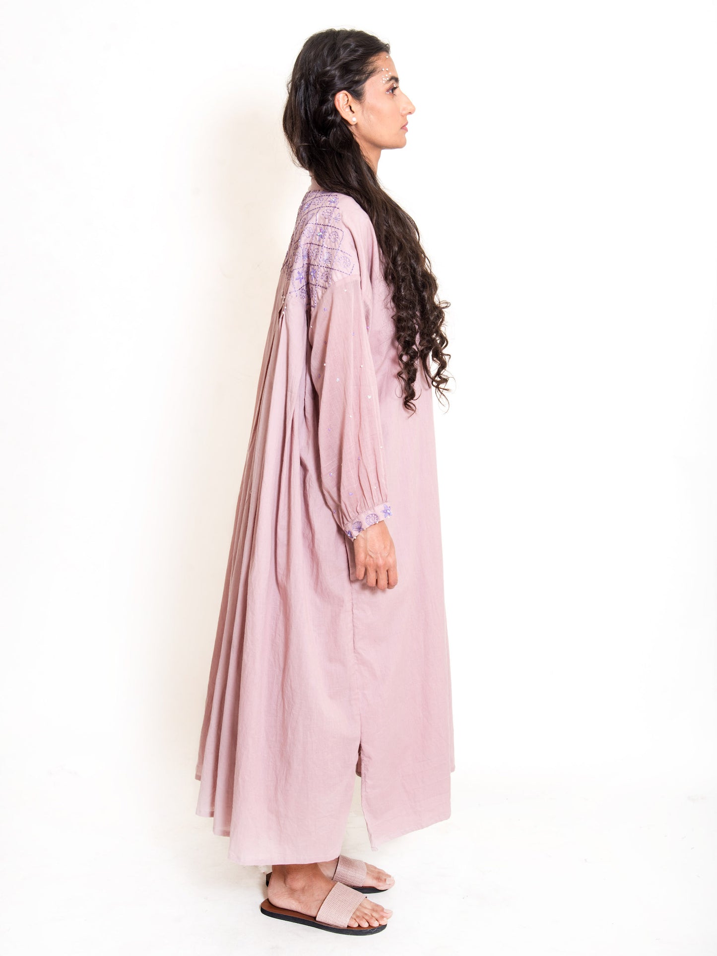 Swirl Dress Mul Cotton - Ash Pink - OurDve