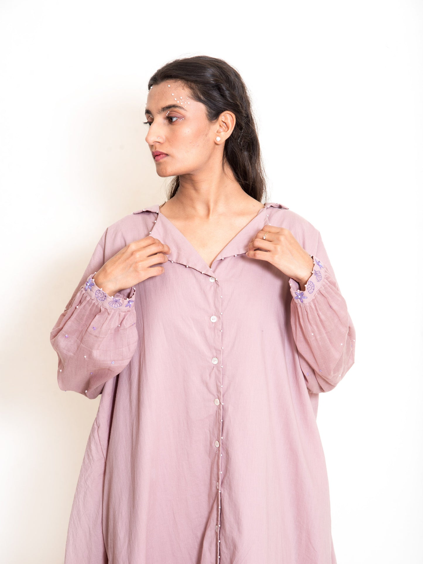 Swirl Dress Mul Cotton - Ash Pink - OurDve