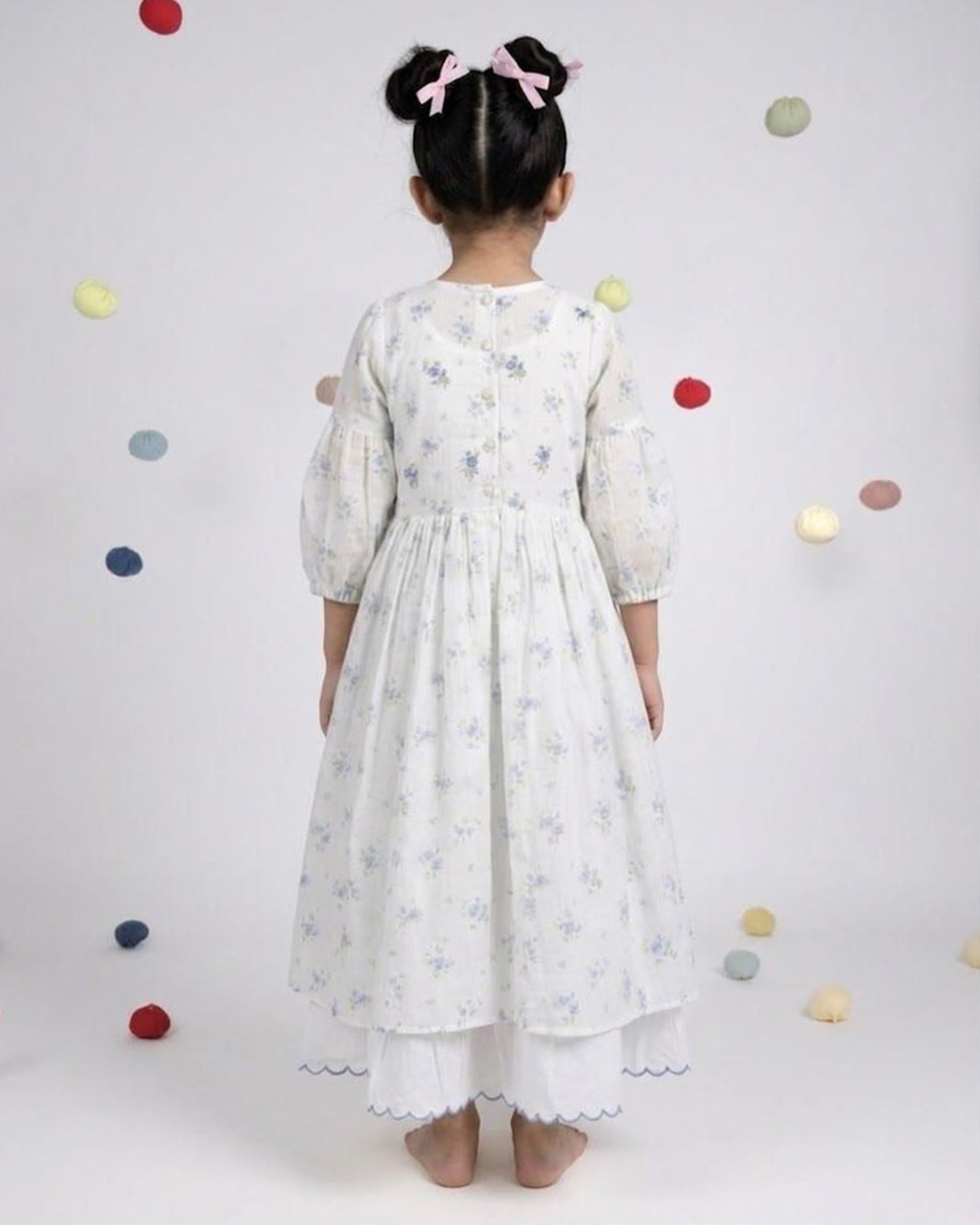 Pixie Dress - Blue Rose Print Organza