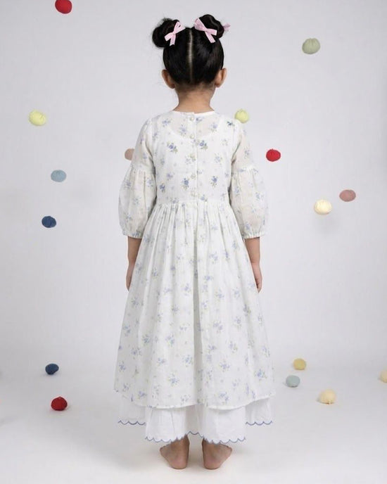 Pixie Dress - Blue Rose Print Organza