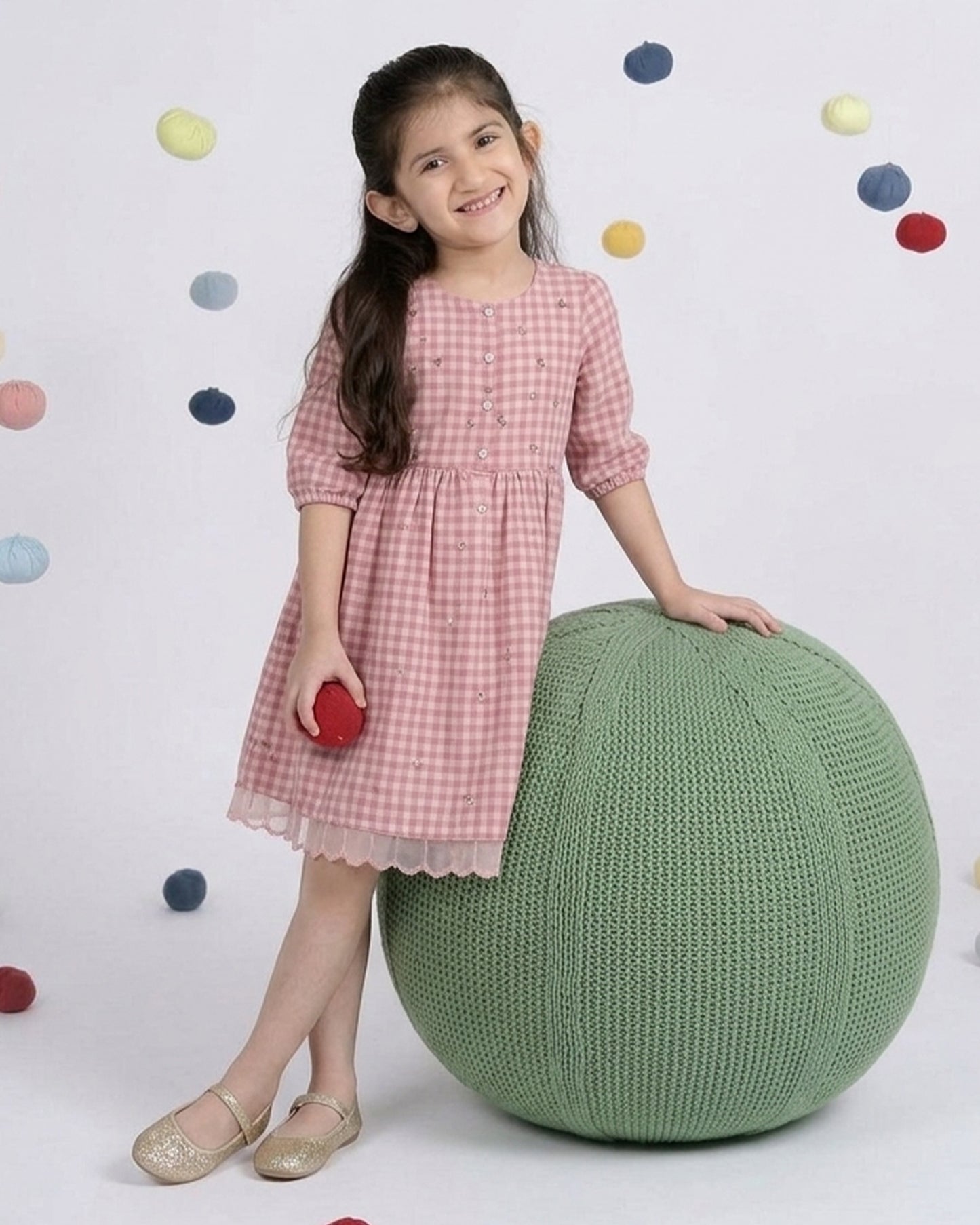 Pixie Dress - Pink Checks Organza