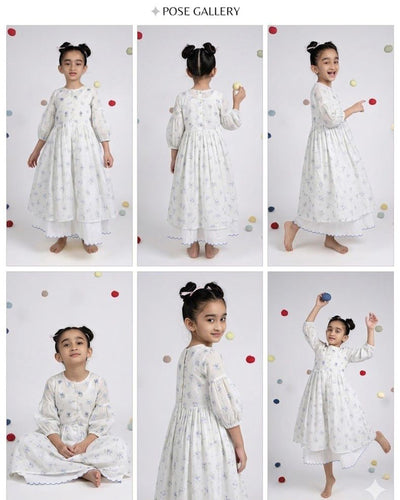 Pixie Dress - Blue Rose Print Organza