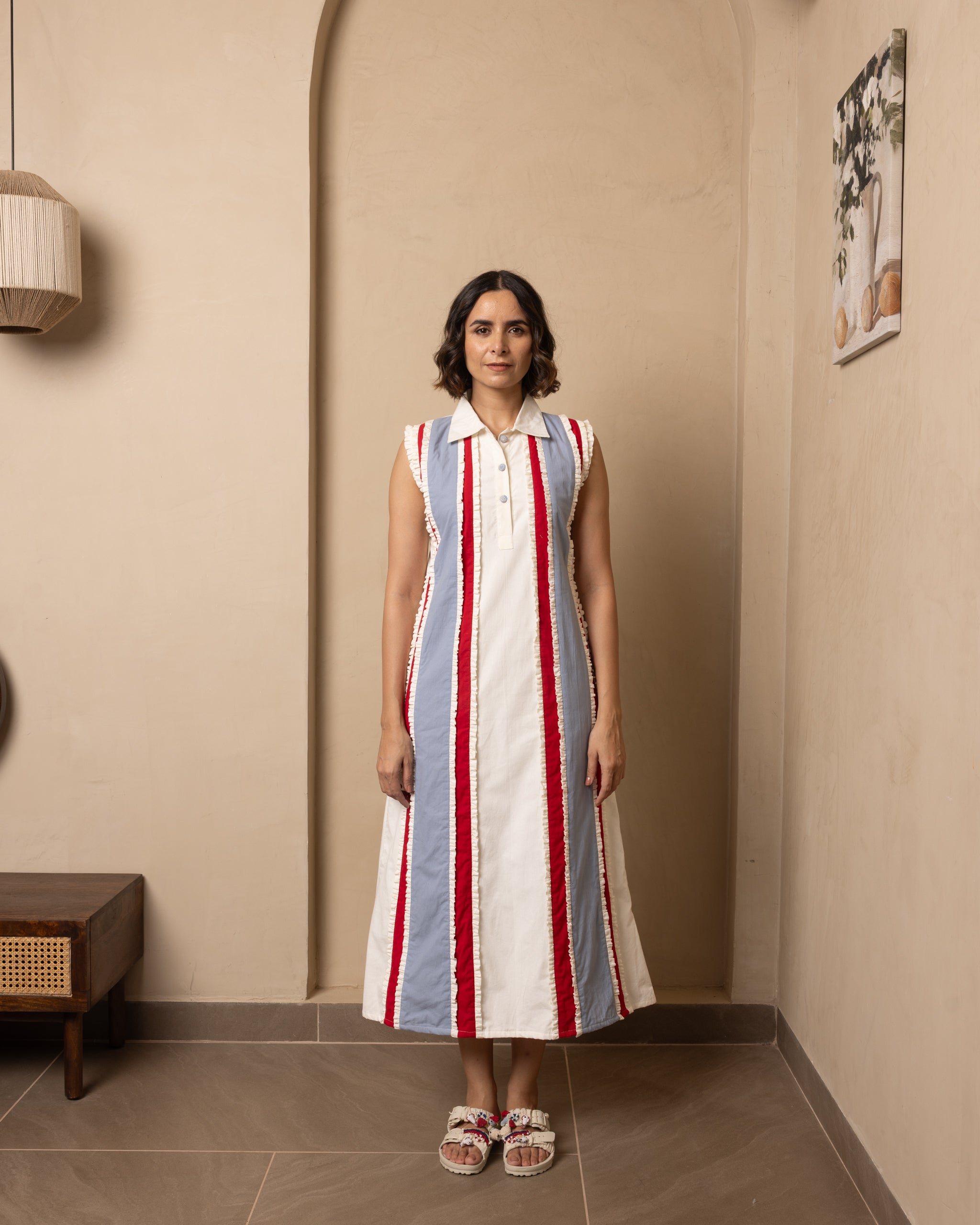 Seraph Dress (Beige and Red)
