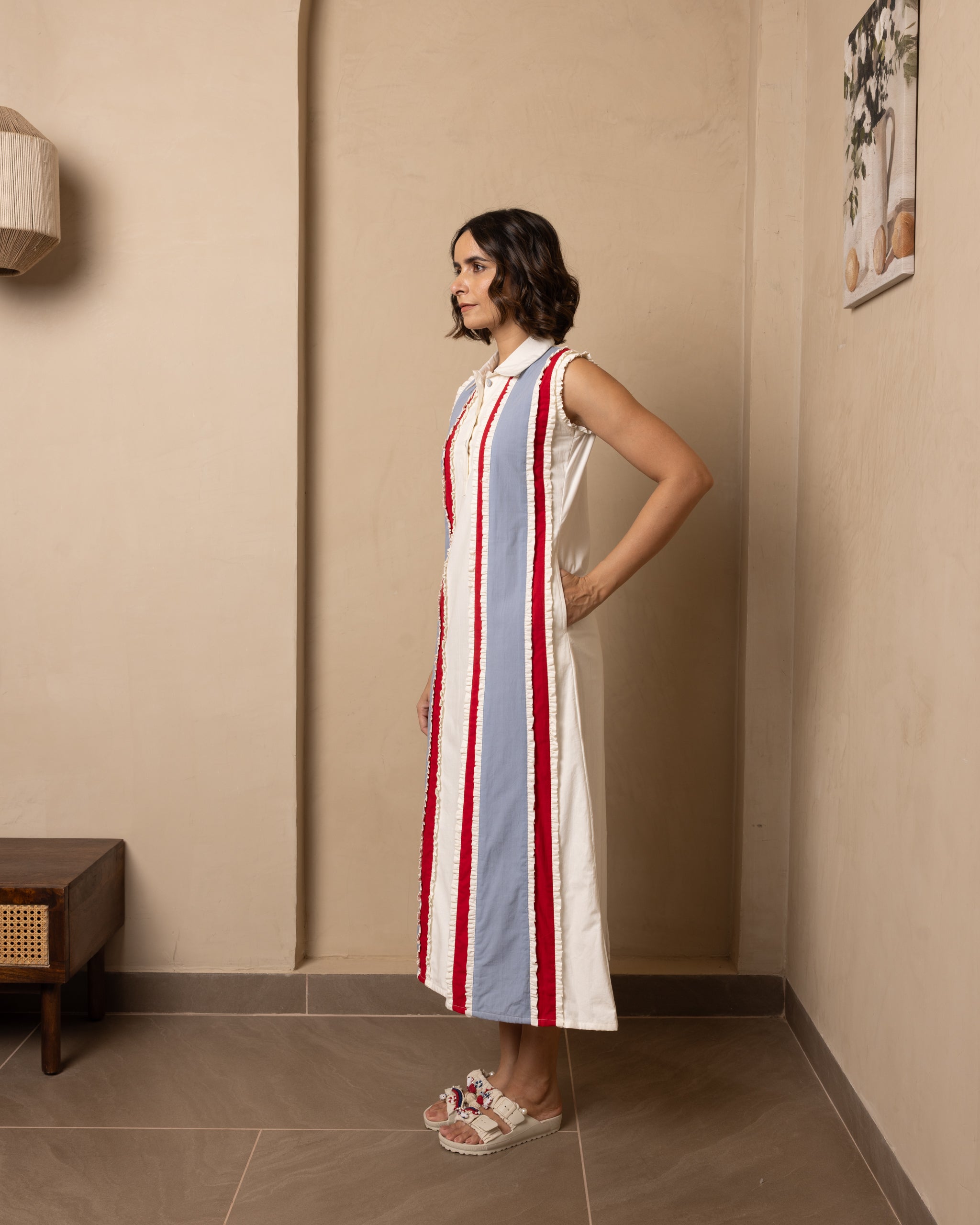 Seraph Dress (Beige and Red)