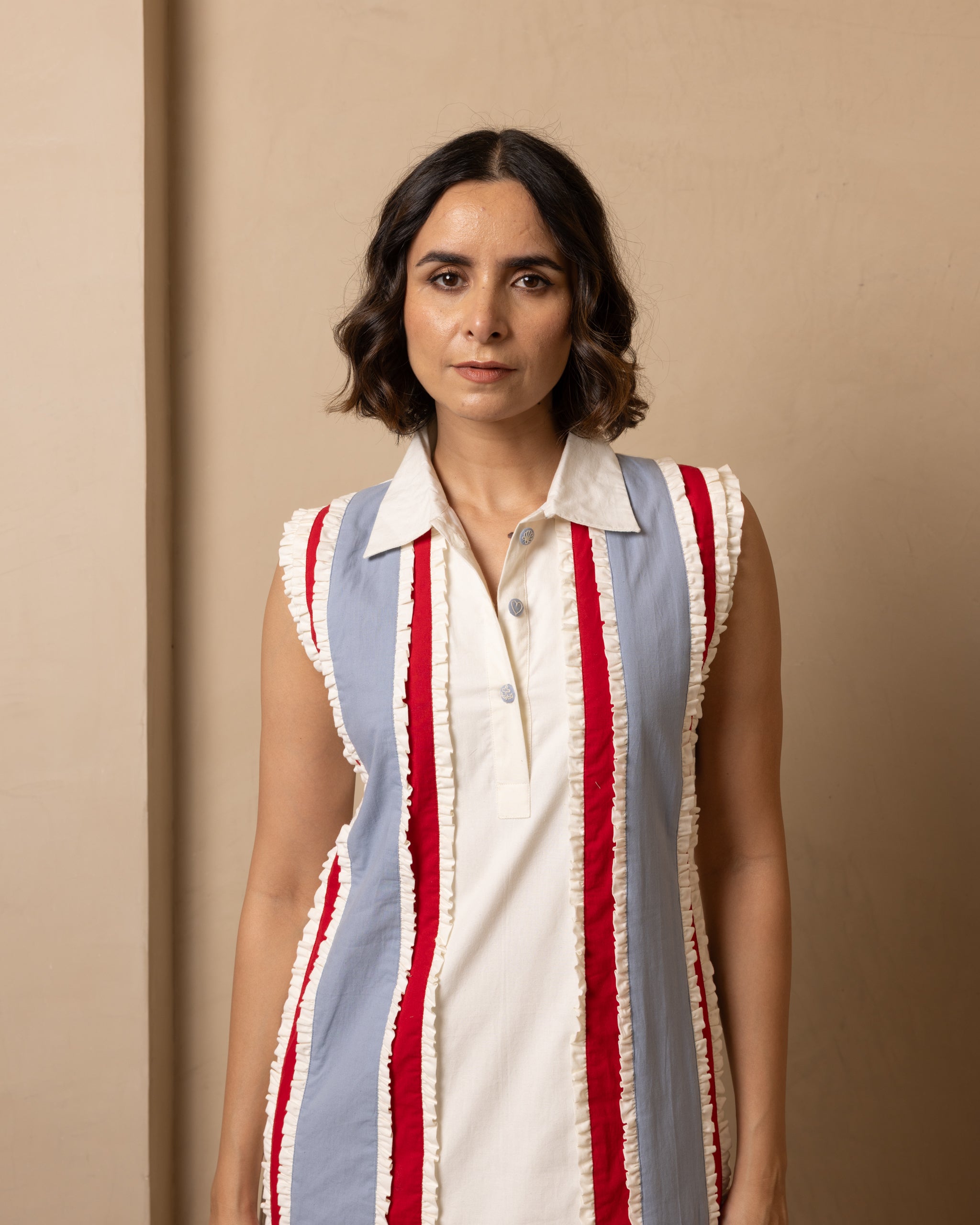 Seraph Dress (Beige and Red)